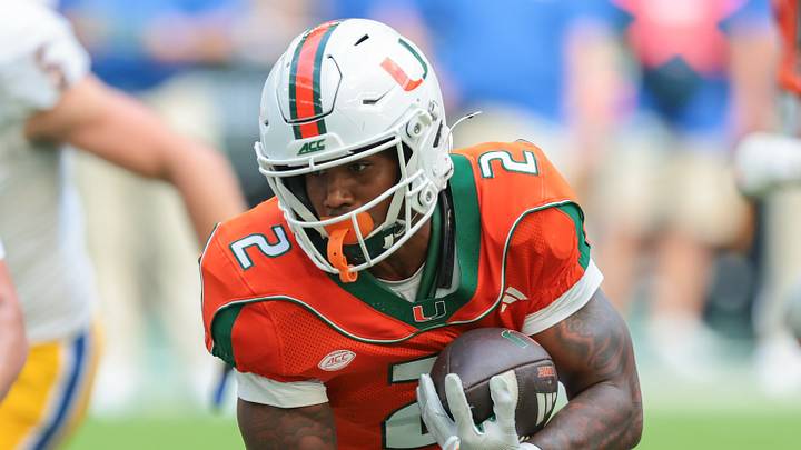 Oct 24, 2026; Miami Gardens, Florida, USA; Miami Hurricanes running back Jordan Lyle (2) runs with the football against the Pittsburgh Panthers during the fourth quarter at Hard Rock Stadium. Mandatory Credit: Sam Navarro-Imagn Images Oct 24, 2026; Miami Gardens, Florida, USA; Miami Hurricanes running back Jordan Lyle (2) runs with the football against the Pittsburgh Panthers during the fourth quarter at Hard Rock Stadium. Mandatory Credit: Sam Navarro-Imagn Images