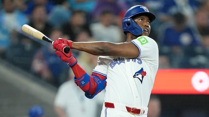 Jun 9, 2026; Toronto, Ontario, CAN; Toronto Blue Jays left fielder Jesus Sanchez (12) hits a solo home run against the Philadelphia Phillies during the sixth inning at Rogers Centre. Mandatory Credit: John E. Sokolowski-Imagn Images Jun 9, 2026; Toronto, Ontario, CAN; Toronto Blue Jays left fielder Jesus Sanchez (12) hits a solo home run against the Philadelphia Phillies during the sixth inning at Rogers Centre. Mandatory Credit: John E. Sokolowski-Imagn Images