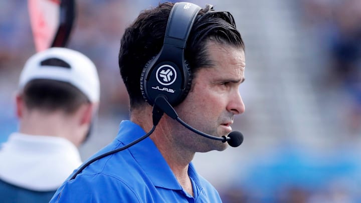 Duke head coach Manny Diaz on the sidelines during the MTSU Homecoming game on Saturday, Sept. 21, 2024.