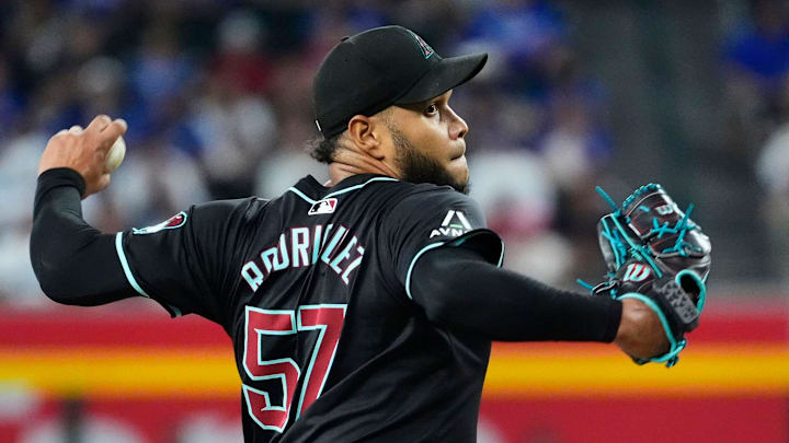 Arizona Diamondbacks pitcher Eduardo Rodriguez (57) throws to the Los Angeles Dodgers in the first inning at Chase Field in Phoenix on Monday, Sept. 2, 2024.