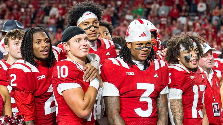 Jacory Barney Jr., quarterback Anthony Colandrea, Kwazi Gilmer, and Mekhi Nelson watch the Nebraska Hall of Fame ceremony. Jacory Barney Jr., quarterback Anthony Colandrea, Kwazi Gilmer, and Mekhi Nelson watch the Nebraska Hall of Fame ceremony.