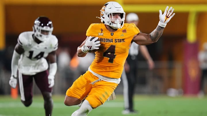 Arizona State running back Cam Skattebo (4) is sixth in the nation in both rushing yards and attempts.