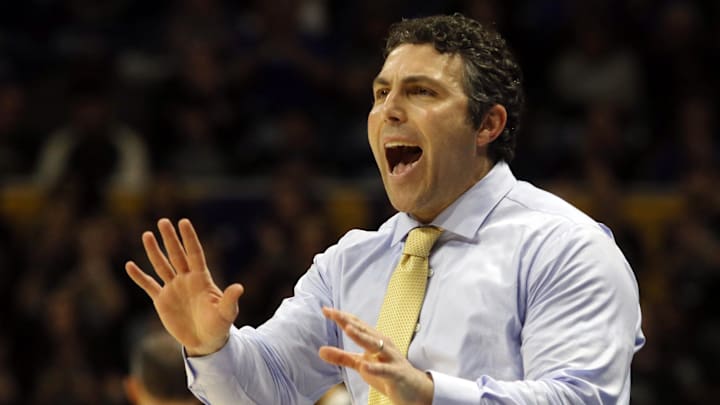 Former Georgia Tech Yellow Jackets head coach Josh Pastner reacts on the sidelines against the Pittsburgh Panthers during the first half at the Petersen Events Center. 
