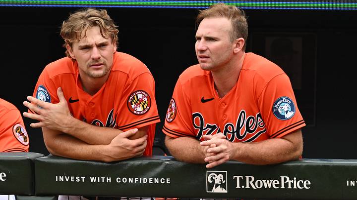 Jun 28, 2026; Baltimore, Maryland, USA; Baltimore Orioles infielder Gunnar Henderson (2), left, and infielder Pete Alonso (25) watch the Orioles bat in the second inning against the Washington Nationals at Oriole Park at Camden Yards. Mandatory Credit: Jamie Sabau-Imagn Images Jun 28, 2026; Baltimore, Maryland, USA; Baltimore Orioles infielder Gunnar Henderson (2), left, and infielder Pete Alonso (25) watch the Orioles bat in the second inning against the Washington Nationals at Oriole Park at Camden Yards. Mandatory Credit: Jamie Sabau-Imagn Images