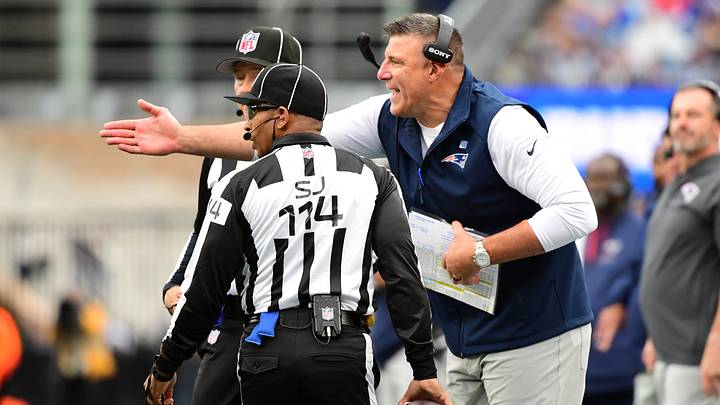 Mike Vrabel was flagged for unsportsmanlike conduct on Sunday. Mike Vrabel was flagged for unsportsmanlike conduct on Sunday.