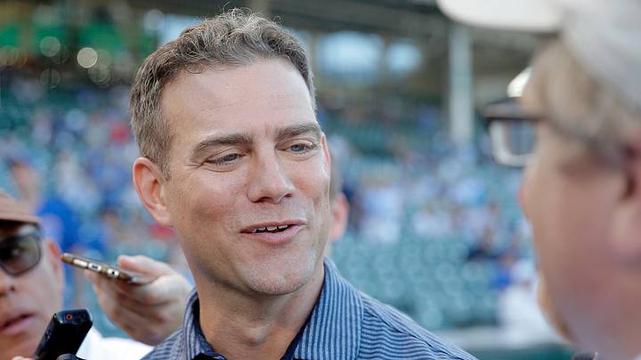 Jul 15, 2019; Chicago, IL, USA; Chicago Cubs President of. baseball operations Theo Epstein is interviewed by media before the game between the Chicago Cubs and the Pittsburgh Pirates at Wrigley Field. Mandatory Credit: Jon Durr-Imagn Images Jul 15, 2019; Chicago, IL, USA; Chicago Cubs President of. baseball operations Theo Epstein is interviewed by media before the game between the Chicago Cubs and the Pittsburgh Pirates at Wrigley Field. Mandatory Credit: Jon Durr-Imagn Images
