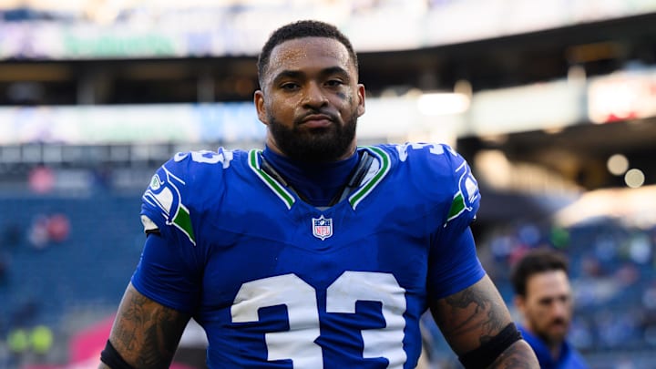 Oct 29, 2023; Seattle, Washington, USA; Seattle Seahawks safety Jamal Adams (33) after the game against the Cleveland Browns at Lumen Field. Mandatory Credit: Steven Bisig-USA TODAY Sports