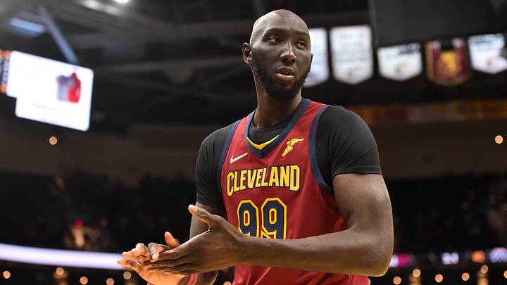 Cleveland Cavaliers center Tacko Fall (99) stands on the court in the fourth quarter against the Washington Wizards at Rocket Mortgage FieldHouse. Cleveland Cavaliers center Tacko Fall (99) stands on the court in the fourth quarter against the Washington Wizards at Rocket Mortgage FieldHouse.