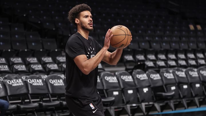 Dec 21, 2024; Brooklyn, New York, USA; Brooklyn Nets forward Cameron Johnson (2) warms up prior to the game against the Utah Jazz at Barclays Center. Mandatory Credit: Wendell Cruz-Imagn Images Dec 21, 2024; Brooklyn, New York, USA; Brooklyn Nets forward Cameron Johnson (2) warms up prior to the game against the Utah Jazz at Barclays Center. Mandatory Credit: Wendell Cruz-Imagn Images
