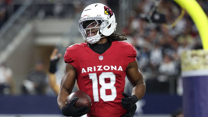 Nov 3, 2025; Arlington, Texas, USA; Arizona Cardinals wide receiver Marvin Harrison Jr. (18) scores a touchdown against the Dallas Cowboys in the first half at AT&T Stadium. Mandatory Credit: Kevin Jairaj-Imagn Images Nov 3, 2025; Arlington, Texas, USA; Arizona Cardinals wide receiver Marvin Harrison Jr. (18) scores a touchdown against the Dallas Cowboys in the first half at AT&T Stadium. Mandatory Credit: Kevin Jairaj-Imagn Images