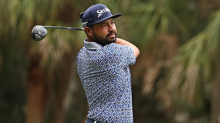 J.J. Spaun tees off during the final round of the 2025 Players Championship at TPC Sawgrass