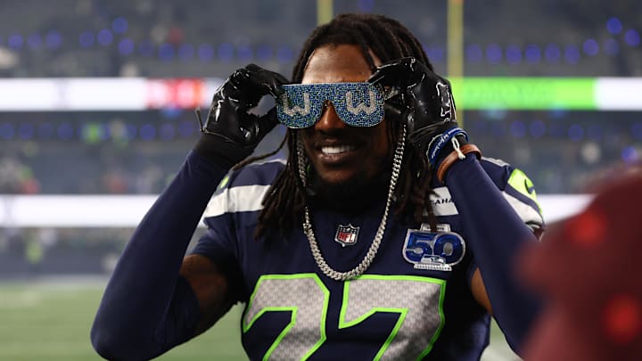 Jan 17, 2026; Seattle, WA, USA; Seattle Seahawks cornerback Riq Woolen (27) celebrates following an NFC Divisional Round game against the San Francisco 49ers at Lumen Field. Mandatory Credit: Kevin Ng-Imagn Images Jan 17, 2026; Seattle, WA, USA; Seattle Seahawks cornerback Riq Woolen (27) celebrates following an NFC Divisional Round game against the San Francisco 49ers at Lumen Field. Mandatory Credit: Kevin Ng-Imagn Images