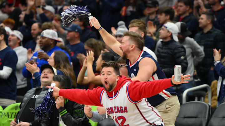 Dec 13, 2025; Seattle, Washington, USA; Gonzaga Bulldogs fans. Dec 13, 2025; Seattle, Washington, USA; Gonzaga Bulldogs fans.