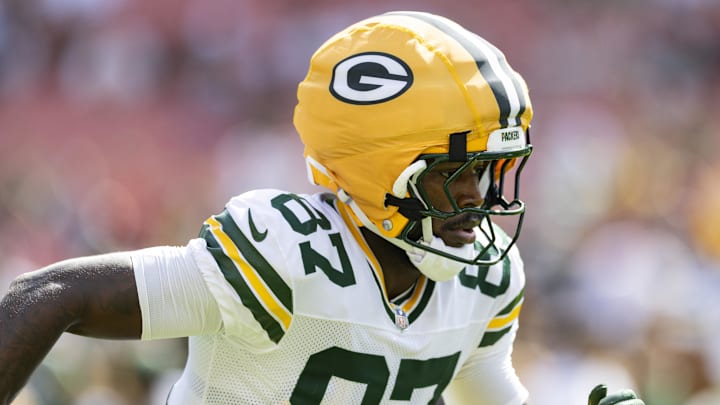 Sep 21, 2025; Cleveland, Ohio, USA; Green Bay Packers wide receiver Romeo Doubs (87) runs during warm ups before the game against the Cleveland Browns at Huntington Bank Field. Mandatory Credit: Scott Galvin-Imagn Images Sep 21, 2025; Cleveland, Ohio, USA; Green Bay Packers wide receiver Romeo Doubs (87) runs during warm ups before the game against the Cleveland Browns at Huntington Bank Field. Mandatory Credit: Scott Galvin-Imagn Images