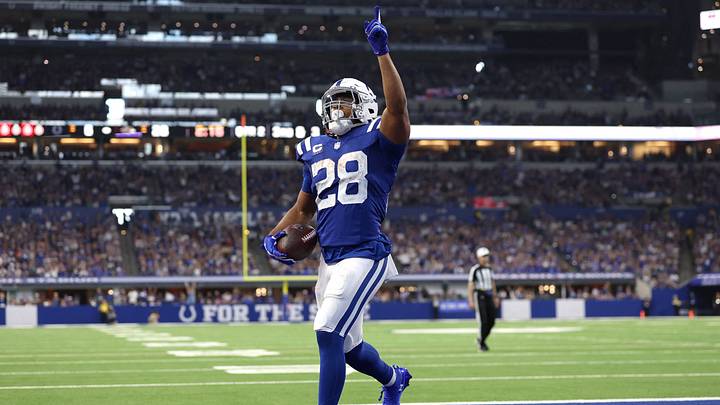 Sep 13, 2026; Indianapolis, Indiana, USA; Indianapolis Colts running back Jonathan Taylor (28) celebrates after he runs for a touchdown against the Baltimore Ravens at Lucas Oil Stadium. Mandatory Credit: Trevor Ruszkowski-Imagn Images Sep 13, 2026; Indianapolis, Indiana, USA; Indianapolis Colts running back Jonathan Taylor (28) celebrates after he runs for a touchdown against the Baltimore Ravens at Lucas Oil Stadium. Mandatory Credit: Trevor Ruszkowski-Imagn Images