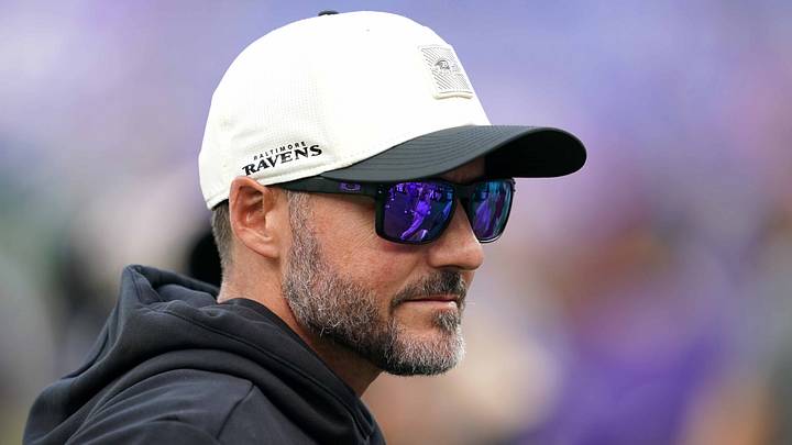 Baltimore Ravens head coach Jesse Minter prior to the game against the Philadelphia Eagles at M&T Bank Stadium.