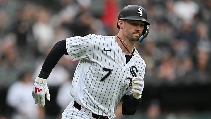 Sep 19, 2026; Chicago, Illinois, USA;  Chicago White Sox center fielder Brenton Doyle (7) runs after hitting a single against the Detroit Tigers during the fifth inning at Rate Field.  Mandatory Credit: Patrick Gorski-Imagn Images