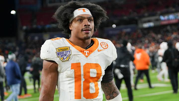 Tennessee running back DeSean Bishop (18) walks off the field after the loss Illinois in the Music City Bowl NCAA college football game on Dec. 30, 2025, in Nashville, Tennessee. Tennessee running back DeSean Bishop (18) walks off the field after the loss Illinois in the Music City Bowl NCAA college football game on Dec. 30, 2025, in Nashville, Tennessee.
