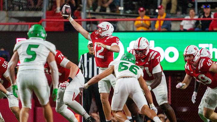 Nebraska quarterback Daniel Kaelin catches a high snap against North Dakota in the Huskers' 34-7 win Saturday night.