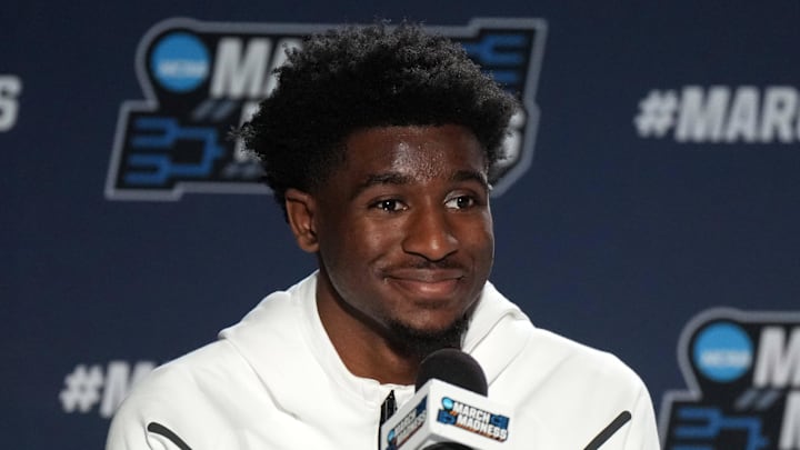 Mar 21, 2024; Spokane, WA, USA; College of Charleston Cougars guard Kobe Rodgers at a press
