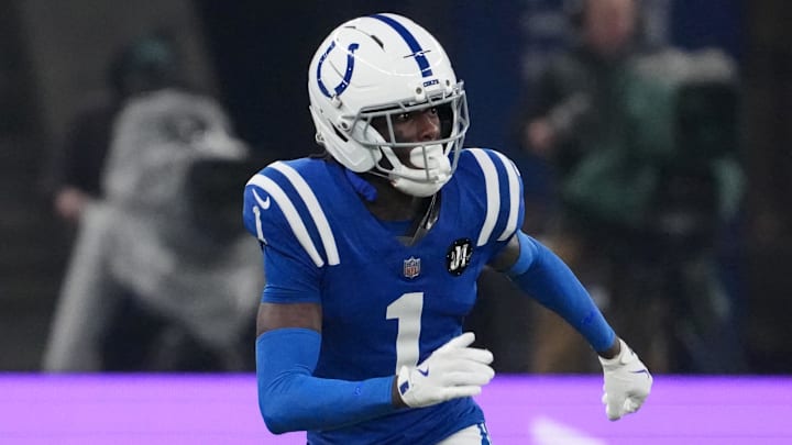 Nov 9, 2025; Berlin, Germany; Indianapolis Colts cornerback Sauce Gardner (1) in the second half the Atlanta Falcons during the NFL Berlin Game at Olympic Stadium. 