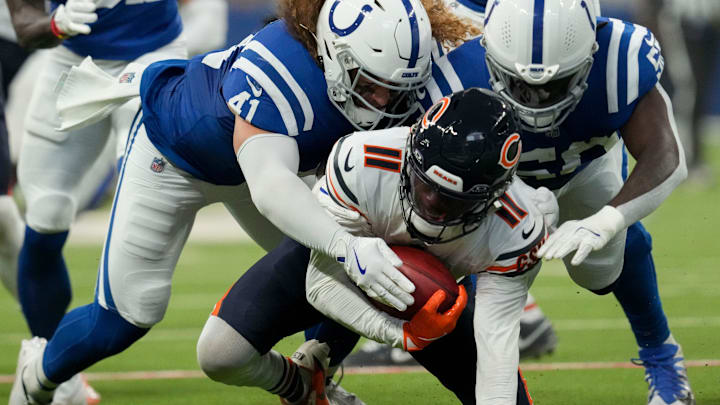 DeAndre Carter's receiver skills haven't been explored much by the Bears but it wouldn't be surprsing to see Ben Johnson try. DeAndre Carter's receiver skills haven't been explored much by the Bears but it wouldn't be surprsing to see Ben Johnson try.