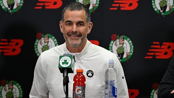 Sep 25, 2025; Boston, MA, USA;  Boston Celtics lead owner and governor Bill Chisholm speaks during a press conference at Auerbach Center. Mandatory Credit: Eric Canha-Imagn Images