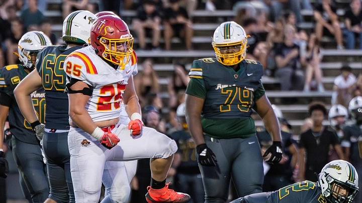 Jesuit High School linebacker Brayden Quinn celebrates in a 2025 game against Rio Americano. Quinn will lead the Marauder defense this season. Jesuit High School linebacker Brayden Quinn celebrates in a 2025 game against Rio Americano. Quinn will lead the Marauder defense this season.