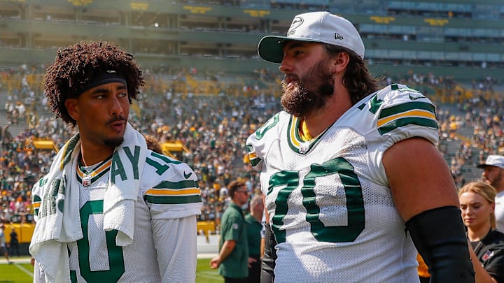 Green Bay Packers quarterback Jordan Love (10) and offensive lineman Royce Newman (70) walk off of the field after an NFL preseason game against the Baltimore Ravens on Saturday, August 24, 2024, at Lambeau Field in Green Bay, Wis. The Packers won the game, 30-7.
Tork Mason/USA TODAY NETWORK-Wisconsin Green Bay Packers quarterback Jordan Love (10) and offensive lineman Royce Newman (70) walk off of the field after an NFL preseason game against the Baltimore Ravens on Saturday, August 24, 2024, at Lambeau Field in Green Bay, Wis. The Packers won the game, 30-7.
Tork Mason/USA TODAY NETWORK-Wisconsin