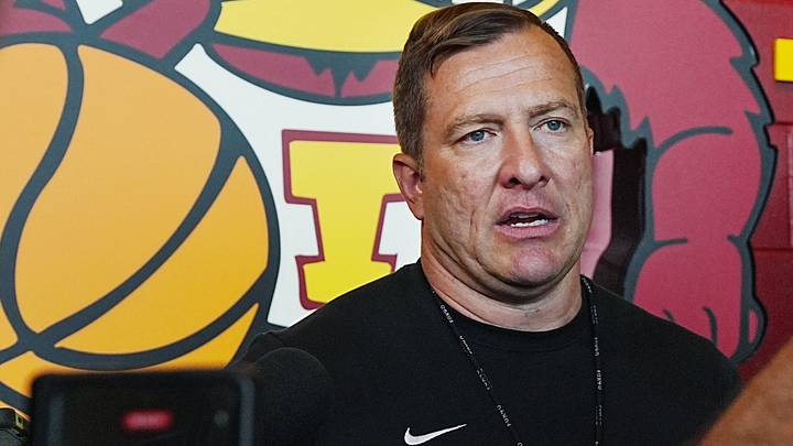 Iowa State’s men’s basketball head coach T.J. Otzelberger talks to media during the men’s basketball media availability at the university’s Sukup Basketball complex on July 28, 2026, in Ames, Iowa Iowa State’s men’s basketball head coach T.J. Otzelberger talks to media during the men’s basketball media availability at the university’s Sukup Basketball complex on July 28, 2026, in Ames, Iowa