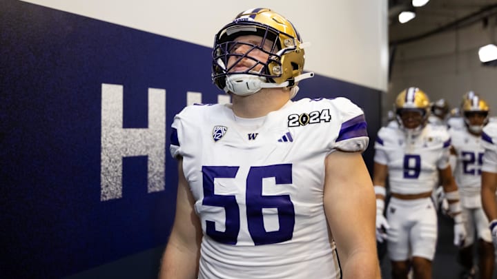 Geirean Hatchett (56) is one of seven UW scholarship players who played for Kalen DeBoer and are still on the roster.