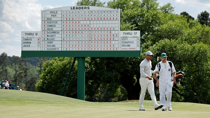 Adam Scott during the second round of the 2025 Masters at Augusta National Golf Club