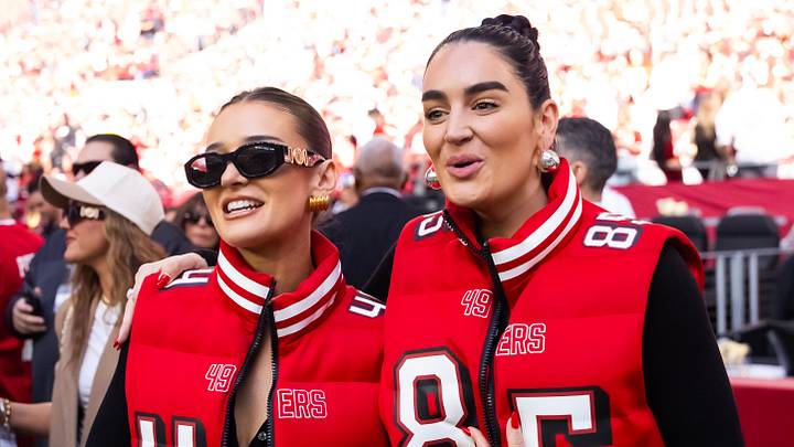 Kristin Juszczyk (left) with Claire Kittle prior to the San Francisco 49ers game against the Arizona Cardinals. Kristin Juszczyk (left) with Claire Kittle prior to the San Francisco 49ers game against the Arizona Cardinals.
