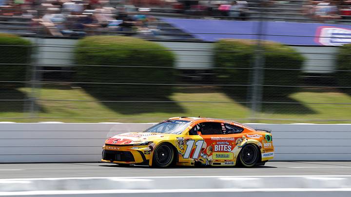 Jun 13, 2026; Long Pond, Pennsylvania, USA; NASCAR Cup Series driver Denny Hamlin (11) during practice and qualifying for The Great American Getaway 400 at Pocono Raceway. Jun 13, 2026; Long Pond, Pennsylvania, USA; NASCAR Cup Series driver Denny Hamlin (11) during practice and qualifying for The Great American Getaway 400 at Pocono Raceway.
