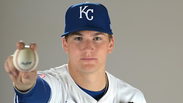 Feb 19, 2025; Surprise, AZ, USA; Kansas City Royals pitcher Ben Kudrna (59) poses for a photo during media day. Mandatory Credit: Jayne Kamin-Oncea-Imagn Images  