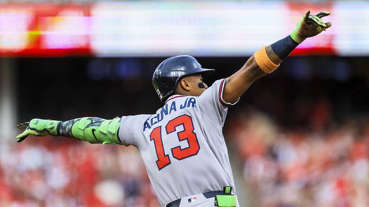 May 30, 2026; Cincinnati, Ohio, USA; Atlanta Braves outfielder Ronald Acuna Jr. (13) runs the bases after hitting a solo home run in the third inning against the Cincinnati Reds at Great American Ball Park. Mandatory Credit: Katie Stratman-Imagn Images May 30, 2026; Cincinnati, Ohio, USA; Atlanta Braves outfielder Ronald Acuna Jr. (13) runs the bases after hitting a solo home run in the third inning against the Cincinnati Reds at Great American Ball Park. Mandatory Credit: Katie Stratman-Imagn Images