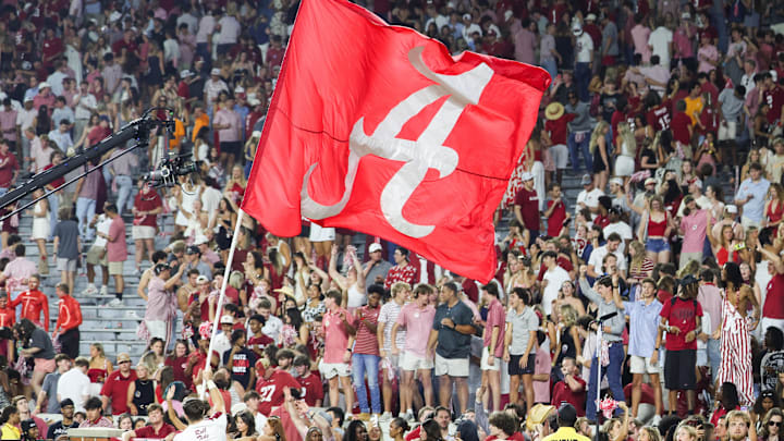 Oct 18, 2025; Tuscaloosa, Alabama, USA; Fans cheer after the game between Alabama Crimson Tide and Tennessee Volunteers at Saban Field at Bryant-Denny Stadium. Mandatory Credit: David Leong-Imagn Images