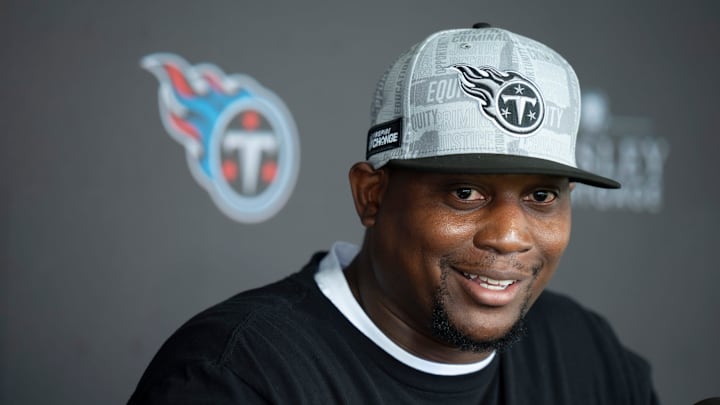 Tennessee Titans Defensive Coordinator Dennard Wilson fields questions during mandatory mini-camp at Ascension Saint Thomas Sports Park in Nashville, Tenn., Wednesday, June 5, 2024. Tennessee Titans Defensive Coordinator Dennard Wilson fields questions during mandatory mini-camp at Ascension Saint Thomas Sports Park in Nashville, Tenn., Wednesday, June 5, 2024.