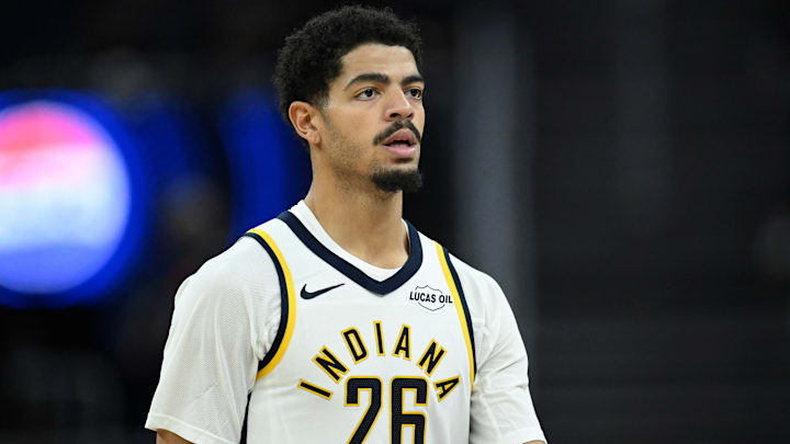 Indiana Pacers guard Ben Sheppard (26) during a game against the Golden State Warriors. Indiana Pacers guard Ben Sheppard (26) during a game against the Golden State Warriors.