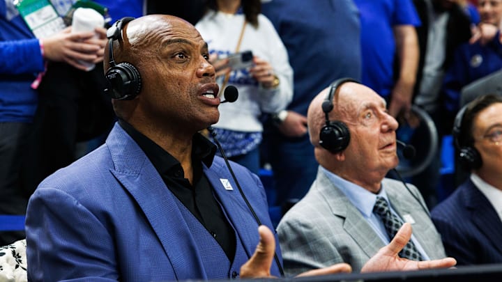 Dec 13, 2025; Lexington, Kentucky, USA; Charles Barkley interviews Kentucky Wildcats forward Mouhamed Dioubate after the game against the Indiana Hoosiers at Rupp Arena at Central Bank Center. Mandatory Credit: Jordan Prather-Imagn Images
