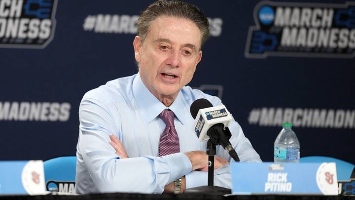 Mar 20, 2026; San Diego, CA, USA; St. John's Red Storm head coach Rick Pitino talks in a press conference after a first round game of the men's 2026 NCAA Tournament against the Northern Iowa Panthers at Viejas Arena. Mandatory Credit: Kirby Lee-Imagn Images Mar 20, 2026; San Diego, CA, USA; St. John's Red Storm head coach Rick Pitino talks in a press conference after a first round game of the men's 2026 NCAA Tournament against the Northern Iowa Panthers at Viejas Arena. Mandatory Credit: Kirby Lee-Imagn Images
