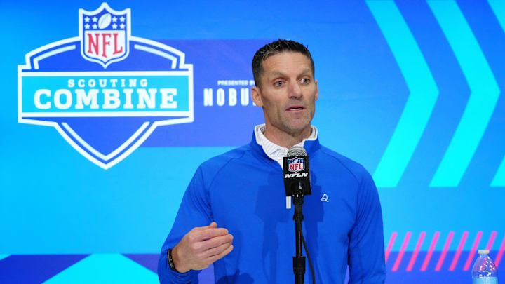 Feb 28, 2024; Indianapolis, IN, USA; Houston Texans general manager Nick Caserio speaks at a press conference at the NFL Scouting Combine at Indiana Convention Center. Mandatory Credit: Kirby Lee-Imagn Images Feb 28, 2024; Indianapolis, IN, USA; Houston Texans general manager Nick Caserio speaks at a press conference at the NFL Scouting Combine at Indiana Convention Center. Mandatory Credit: Kirby Lee-Imagn Images