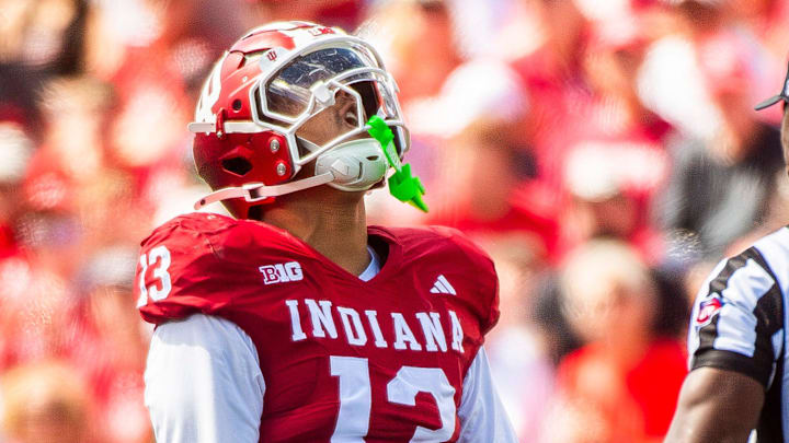 Indiana's Kellan Wyatt (13) celebrates his tackle for loss against Kennesaw State on Sept. 6, 2025, at Memorial Stadium. Indiana's Kellan Wyatt (13) celebrates his tackle for loss against Kennesaw State on Sept. 6, 2025, at Memorial Stadium.