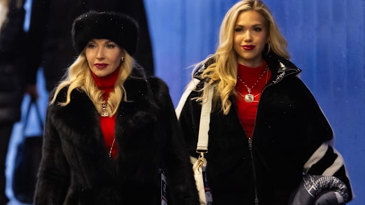 Kansas City Chiefs team executive Tavia Hunt (left) and daughter Gracie Hunt against the Buffalo Bills in the 2024 AFC divisional round game at Highmark Stadium.