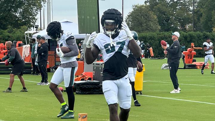 Eagles RB Tank Bigsby at practice on Sept. 10, 2025 Eagles RB Tank Bigsby at practice on Sept. 10, 2025