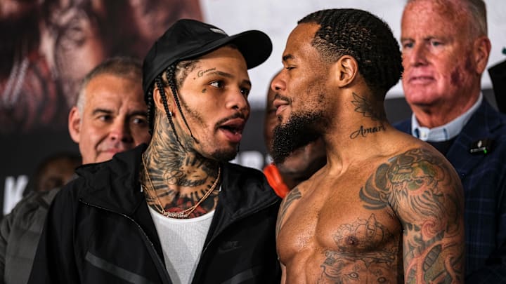 WBA Lightweight Champion Gervonta "Tank" Davis faces off with Lamont Roach Jr. on February 28, 2025.
