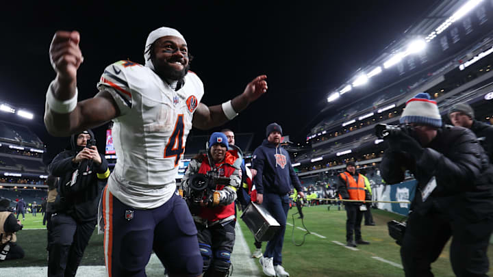 D'Andre Swift celebrates the Bears' win over Philadelpha, one which set up Sunday's showdown in Green Bay. D'Andre Swift celebrates the Bears' win over Philadelpha, one which set up Sunday's showdown in Green Bay.