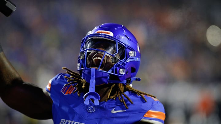 Dec 6, 2024; Boise, ID, USA; Boise State Broncos running back Ashton Jeanty (2) before the game against UNLV Rebels at Albertsons Stadium. Mandatory Credit: Brian Losness-Imagn Images


