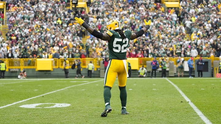 Green Bay Packers defensive lineman Rashan Gary (52) during the game last season against the Arizona Cardinals at Lambeau Field. Green Bay Packers defensive lineman Rashan Gary (52) during the game last season against the Arizona Cardinals at Lambeau Field.