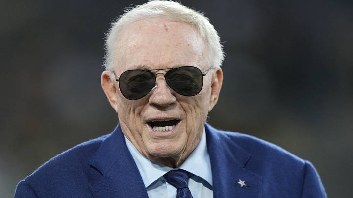 Dallas Cowboys owner Jerry Jones looks on prior to the game against the Green Bay Packers at Lambeau Field.
